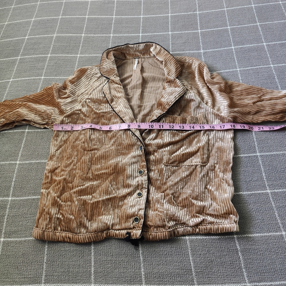 Free People Aspen Nights Velvet Button Down Long Sleeve Velour Blouse - Picture 5 of 9